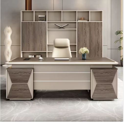 Modern Executive Office Desk with Storage Unit